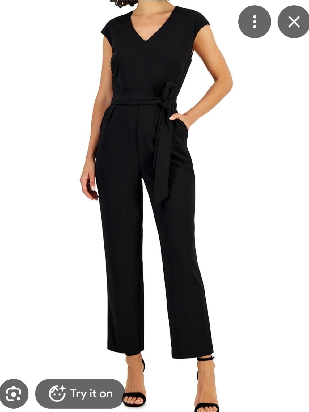 Nine West Black V-neck Jumper With Tie Sz 14